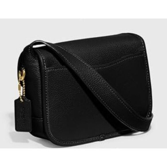 NEW WITH TAGS!  Coach Pebble Leather Black Tabby Messenger 19 - Picture 3 of 8